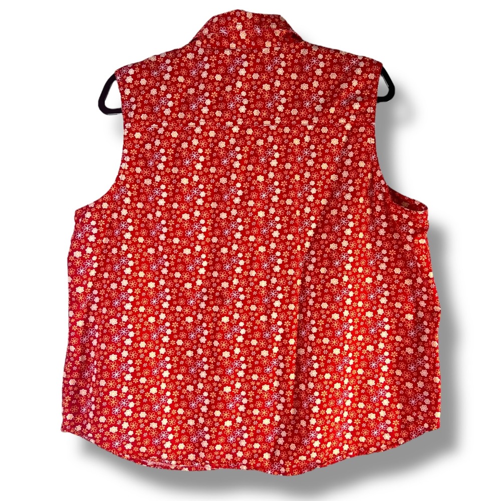Looney Tunes Womens Sz XL Tweety Bird Sleeveless Button Up Blouse Red Floral Y2K - Picture 2 of 11